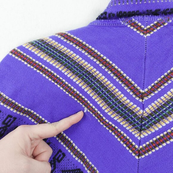 Tejidos Diaz Sweater Womens One Size Purple Wool Blend Aztec Fringe Poncho - Picture 14 of 14